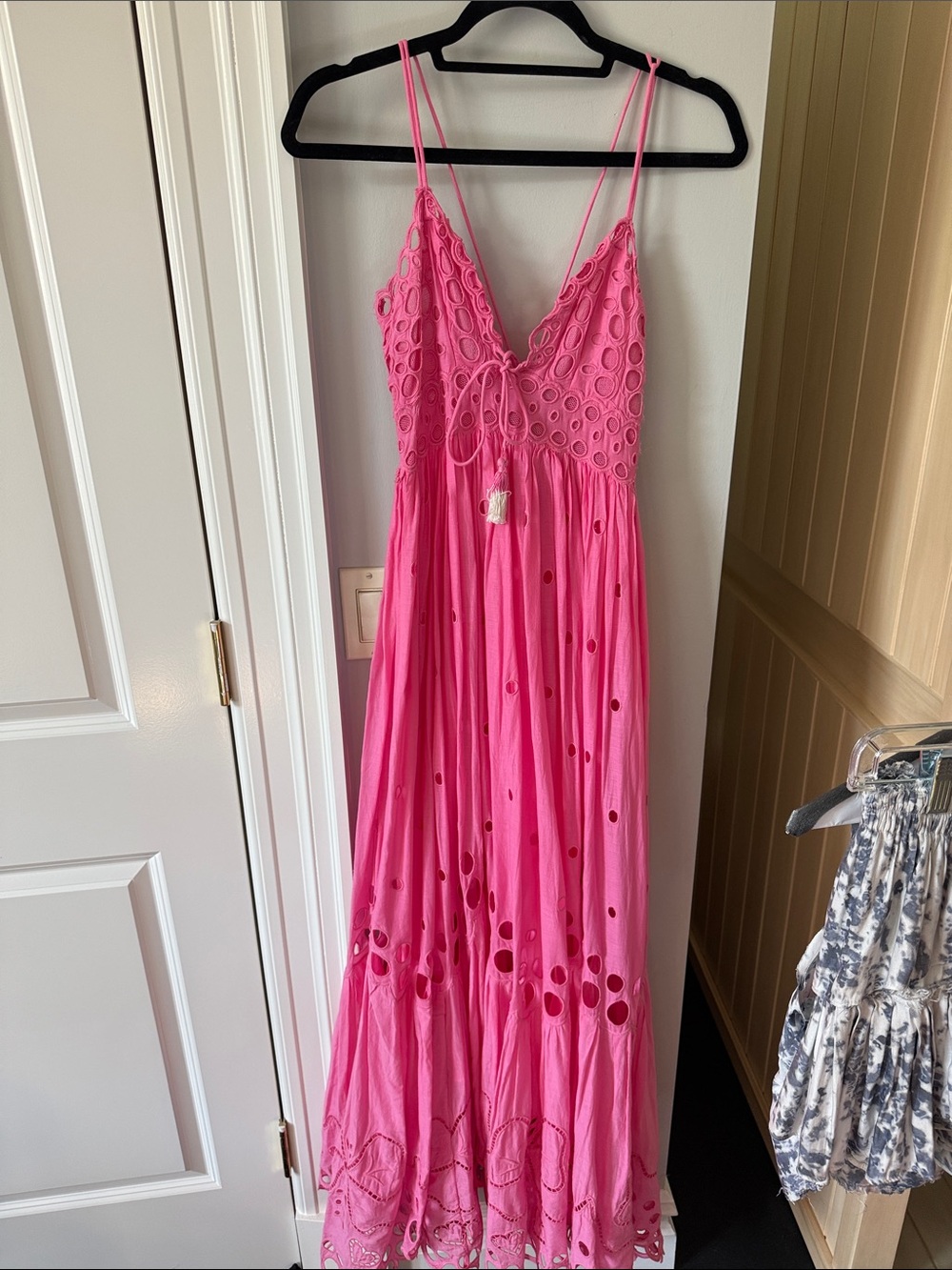 LoveShackFancy Pink Eyelet Maxi Dress